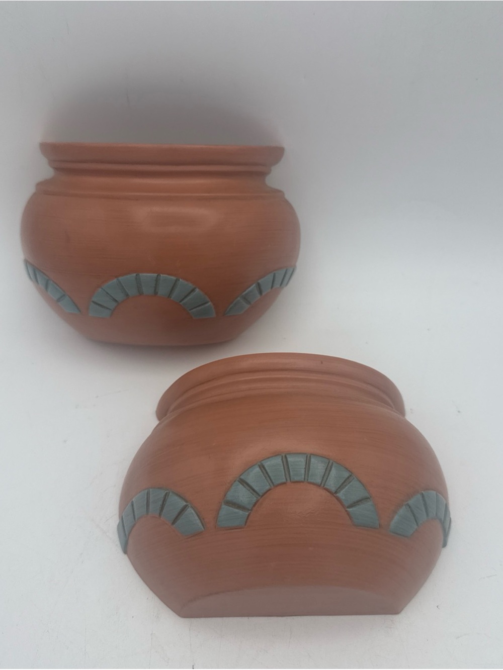 2 VTG ‘91 Burwood MCM Southwesten Wall Pockets Pots Wall Decor Terracotta Color
